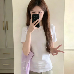 超好看白色洋气短袖t恤女2026新款春夏季御姐独特绝美修身小上衣