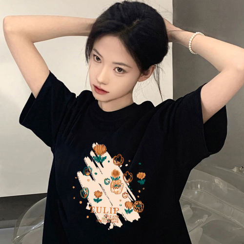 正肩纯棉短袖t恤女2026新款夏季