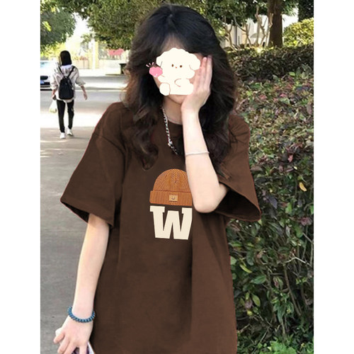 高街潮牌正肩纯棉短袖T恤上衣女