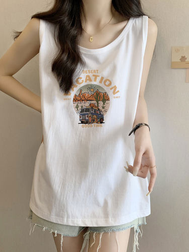 美式背心女夏季薄款无袖t恤上衣