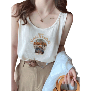 美式纯棉吊带背心女士内搭2026新款时尚洋气时髦夏装无袖t恤上衣
