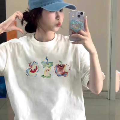 纯棉宽松韩版慵懒风短袖t恤女