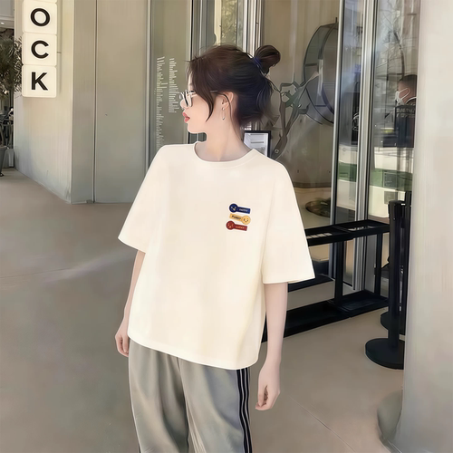 2026新款大码胖mm巨遮肚纯棉短袖t恤女装夏装设计感小众穿搭上衣