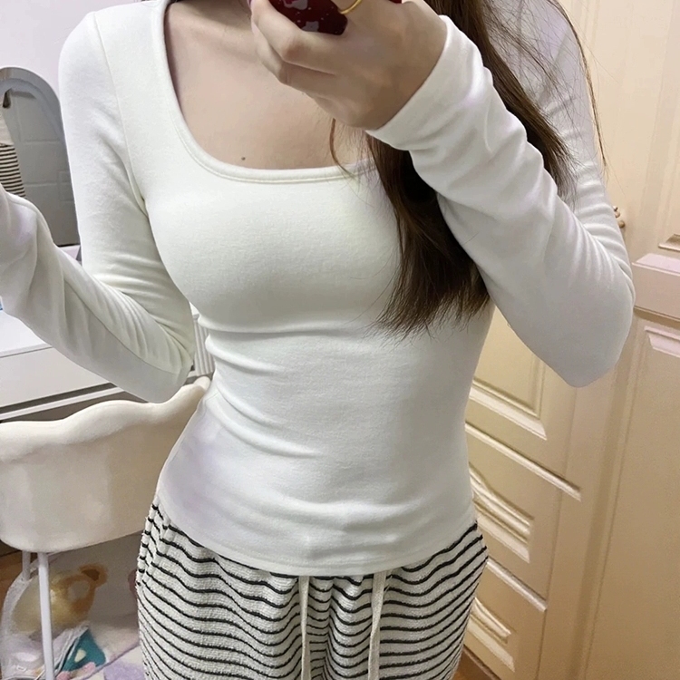 秋冬季纯欲辣妹u领超好看内搭高级感打底衫女2025新款长袖t恤上衣