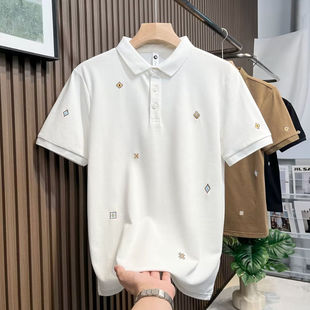 休闲上衣 时尚 刺绣潮流帅气翻领高端Polo衫 男潮牌夏季 带领t恤短袖
