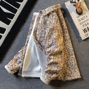 小香风千鸟格外套男长袖2025春秋新款设计感潮牌宽松痞帅高级衬衫