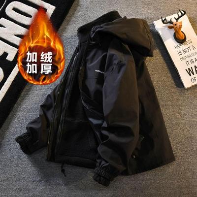 三合一夹克男款加绒加厚冲锋衣冬季青少年保暖上衣户外登山服外套