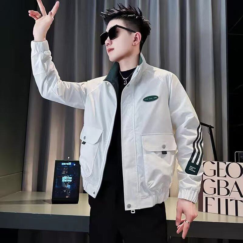 春秋款防风夹克男士时尚短款韩版修身休闲外套高级感潮牌帅气上衣,男装,夹克,淘宝优惠券,粉丝福利购,淘宝优惠卷