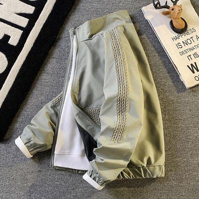 高级感拼接编织纹夹克男工装外套