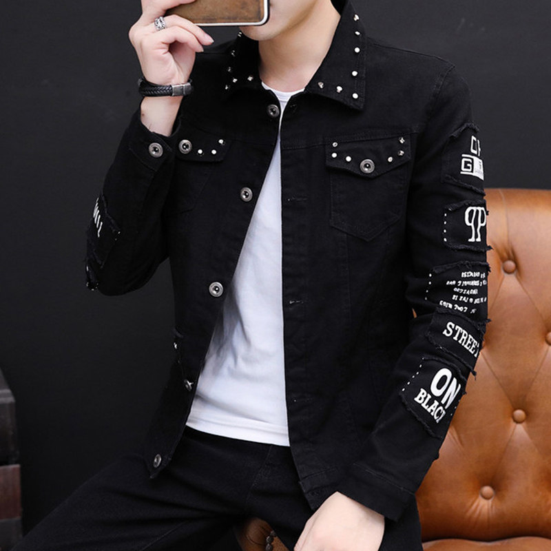 男士外套黑色春季2026新款韩版潮流修身帅气上衣学生牛仔夹克衣服