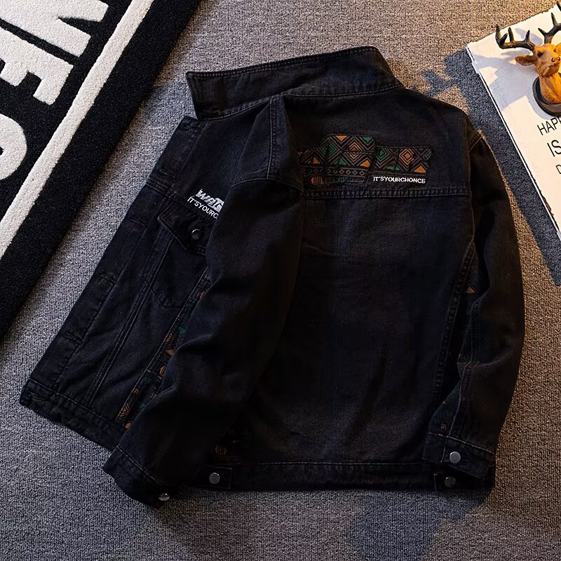 牛仔衣夹克男士潮流宽松拼接外套
