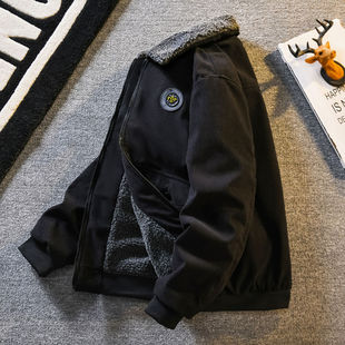 羊羔绒棉袄子夹克2025新款 外套男士 灯芯绒棉衣服 加绒加厚工装 冬装