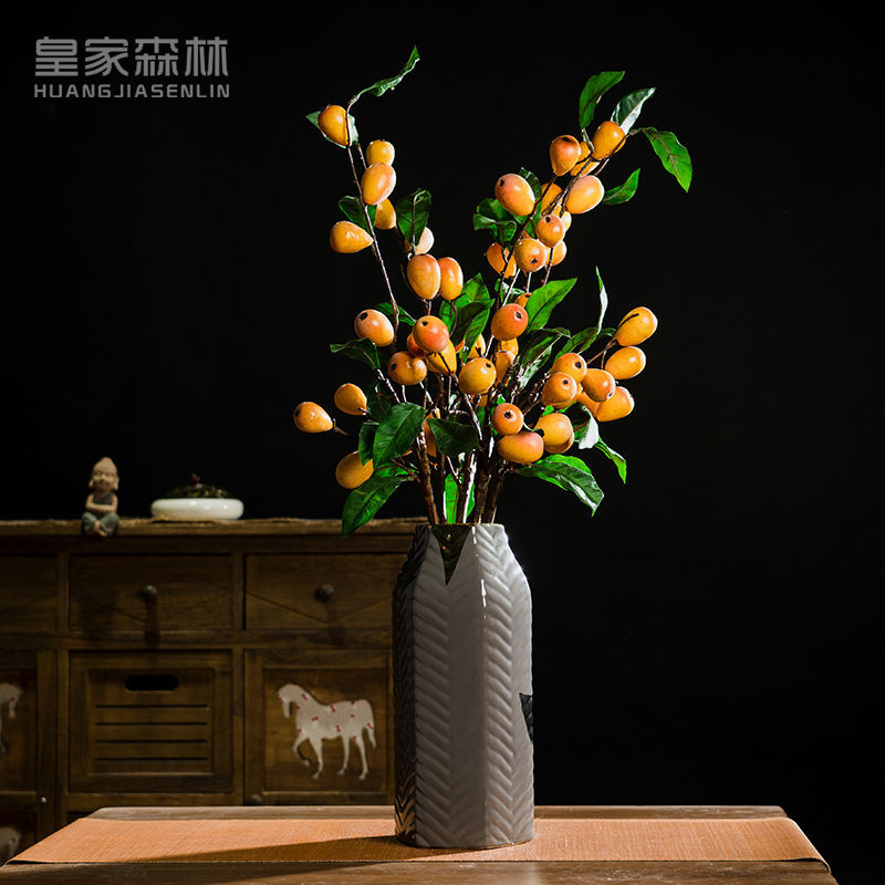 仿真花单支枇杷果实盆栽盆景客厅假花装饰干花卉假花摆件装饰摆设