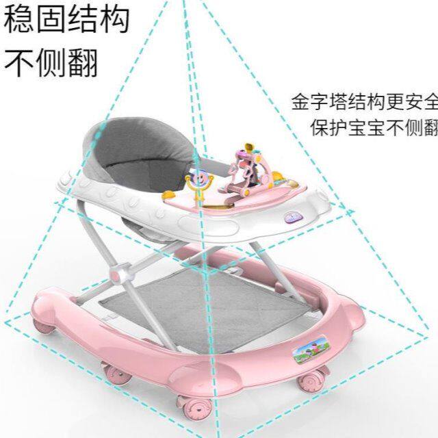 婴儿学步车音乐宝宝折叠车6/7-18个月防侧翻防O形腿多功能助步车