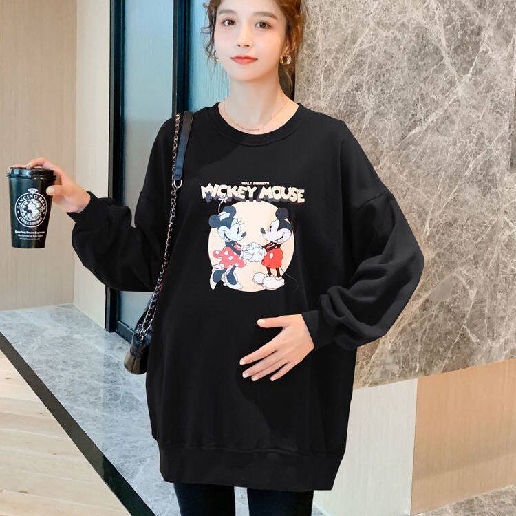孕妇装冬装孕妇秋冬套装时尚2021新款加绒加厚卫衣中长款大码上衣