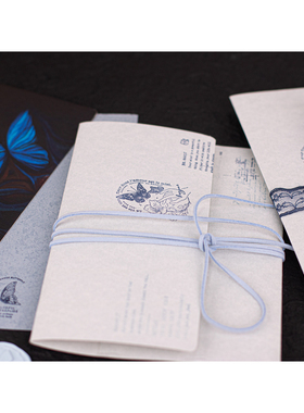 蓝色蝴蝶｜椒叔叔手工信封信纸手写信轻复古浪漫告白情书节日贺卡