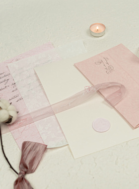 猪猪小姐｜粉色信封信纸套装高级感法式浪漫手写信告白情书誓词卡