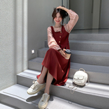 款号1202款2024秋款新款假三件套连衣裙P155K218，女装连衣裙，浙宝220A