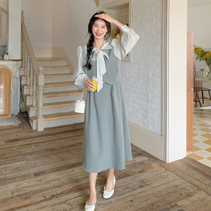 款号1082假三件套连衣裙新款温柔甜美P145K199,女装连衣裙,浙宝220A