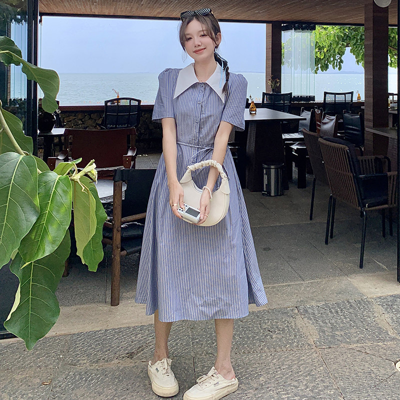 支持退现新款连衣裙条纹100%棉,女装连衣裙,浙宝220A