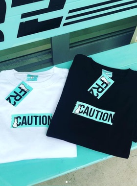 #FR2 GETTO月桃 CAUTION警示 BOX T-shirt 男女个性短袖T恤潮