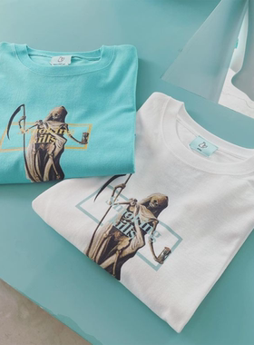 #FR2 月桃GETTO Smoking Death 骷髅死神 男女情侣宽松短袖T恤潮