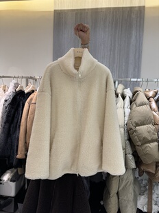 摩登mdeng宽松立领绵羊毛皮毛一体女2025冬简约百搭夹棉外套1F999