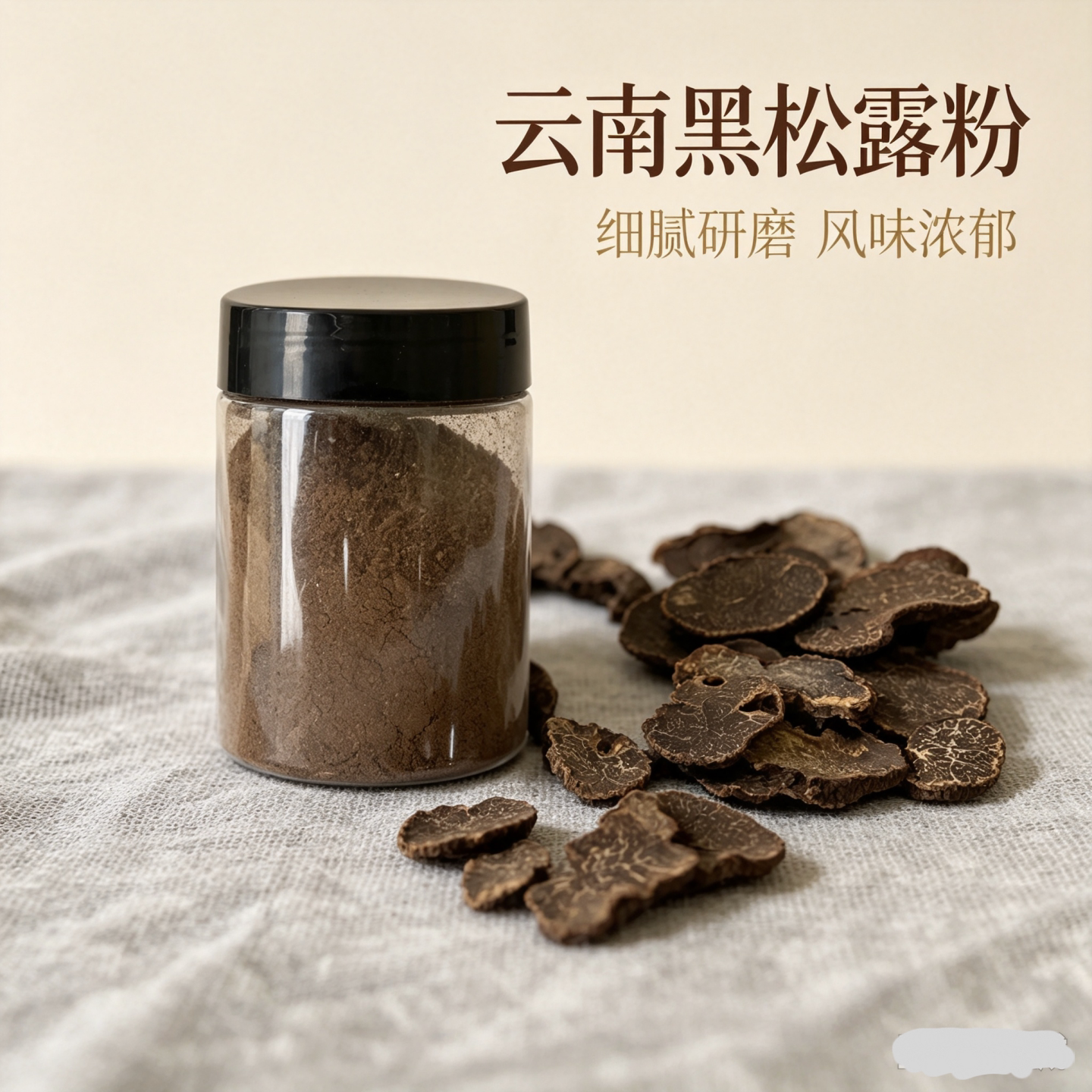 野生黑松露纯粉百分百 云南黑松露干片磨粉无添加黑松露酱调味料