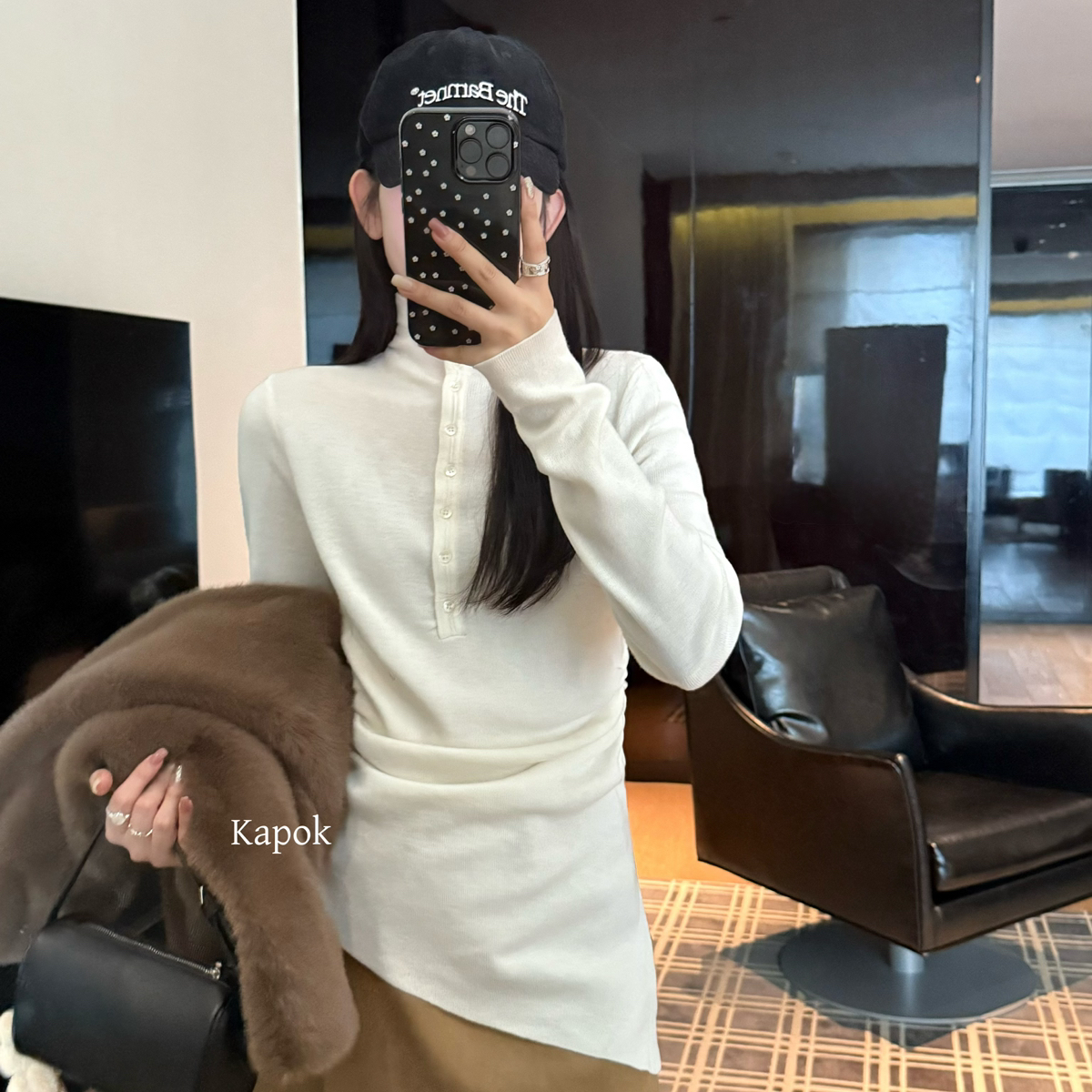 KAPOK口主推设计感高龄收腰不规则针织衫针织衫含8羊毛25F505