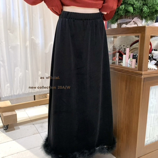 OFFICIAL 能驾驭所有节日 经典 型毛毛拼接丝绒半身裙 26032 H版