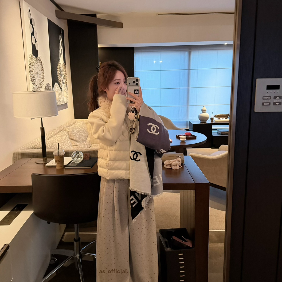 AS OFFICIAL-复古慵懒感满印波点直筒阔腿休闲裤25981