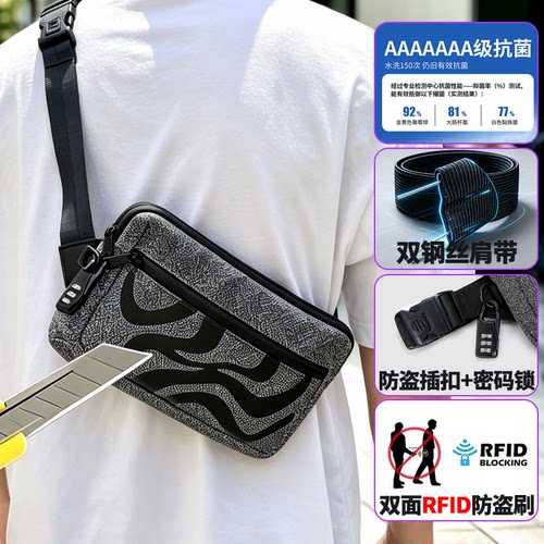 7A抗菌欧洲防盗包RFID防盗刷防刀割斜挎包胸包出国旅游防小偷腰包