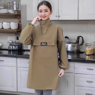 长袖新款围裙防水防油时尚家用厨房做饭罩衣餐饮防泼水工作服专用