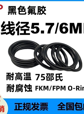 黑色氟胶O型线径5.7/6MM密封圈FKM/FPM耐高温耐腐蚀耐酸碱O-Ring