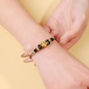 国风原创设计手工编织经典情侣手绳DIY桃花结串黄金转运手链红绳