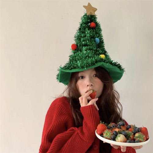 圣诞树帽韩国ins风派对拍照道具新年圣诞派对装扮道具少女自拍 - 封面