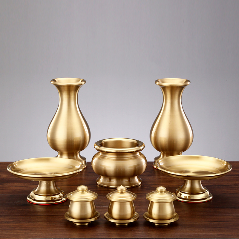 铜香炉家用水杯供果果盘花瓶摆件