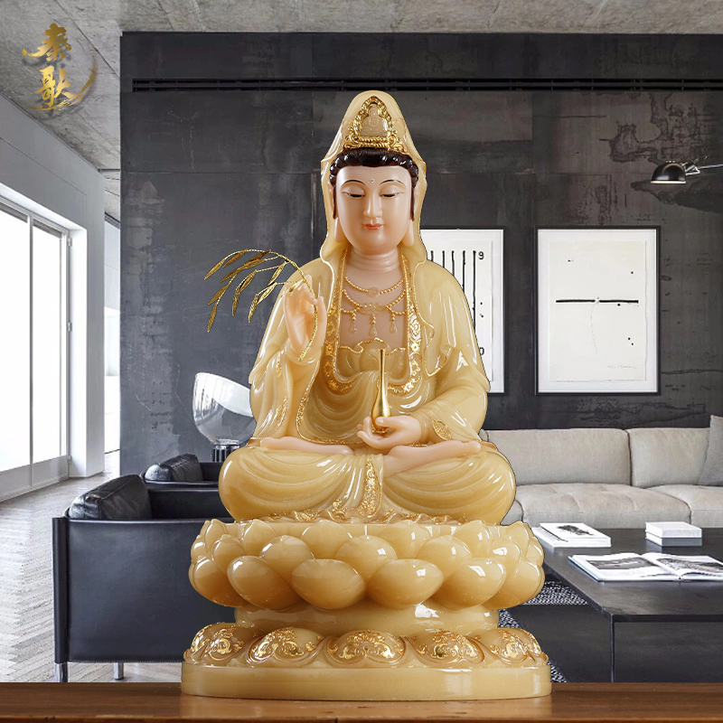 观世音菩萨家用坐莲观音佛像摆件