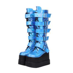 皮带扣超高跟松糕拉链朋克靴M352 PUNK靴圆头 2025新品 Lolita