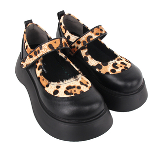 2022年新品经典豹纹材质圆头lolita鞋厚底松糕娃娃女鞋 587