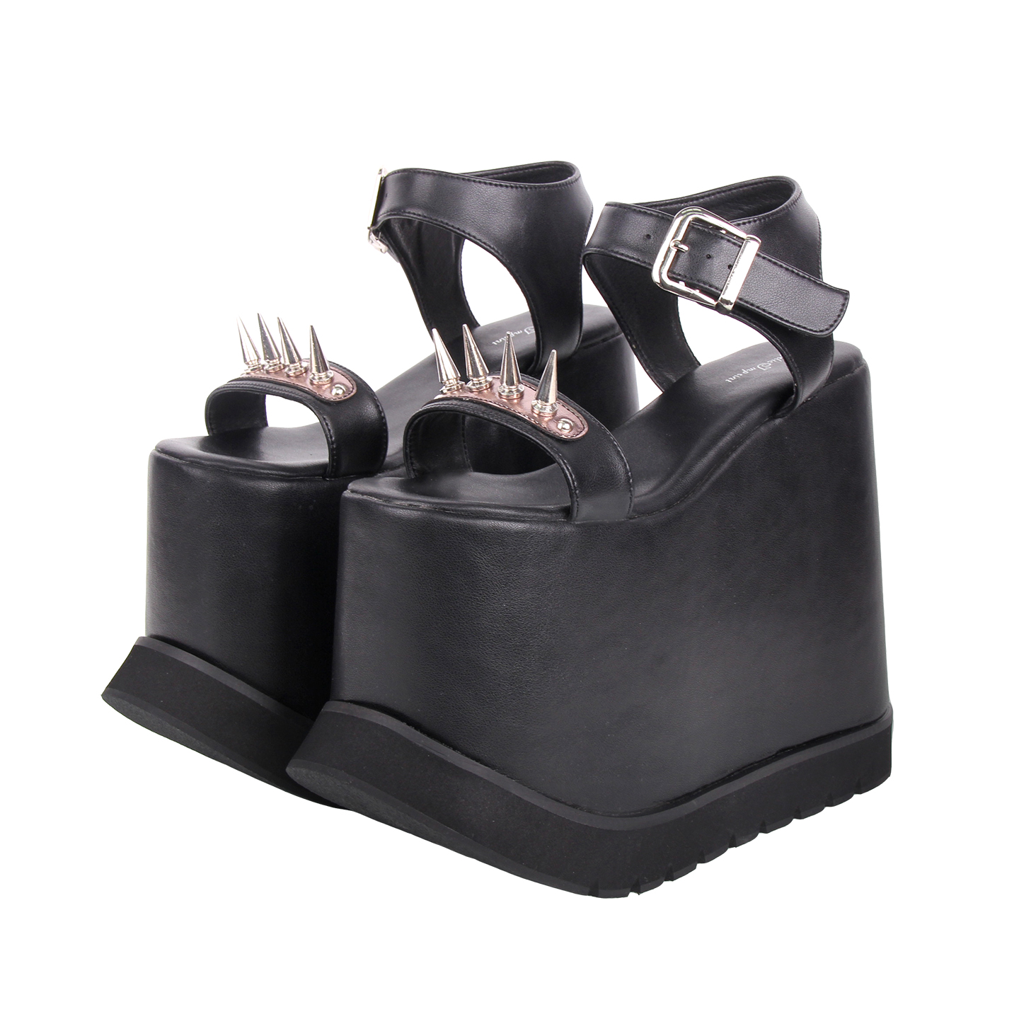 2025新品朋克PUNK 简约露趾铆钉 超高跟松糕凉鞋L346