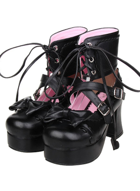 经典高跟蝴蝶结心型绕带洛丽塔鞋春秋LOLITA鞋公主洋装鞋9892