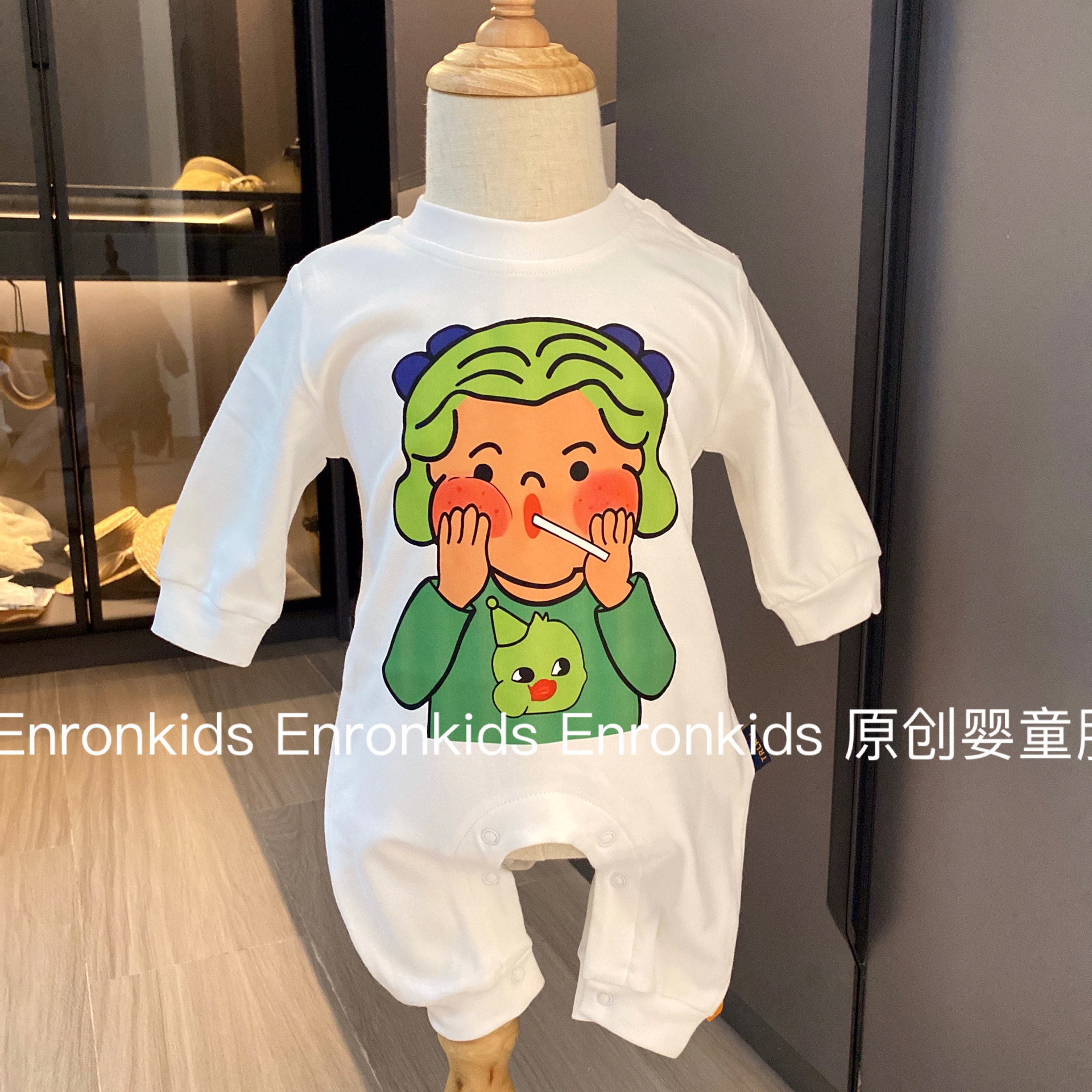 潮牌个性婴儿春秋连体衣纯棉时尚潮酷棒棒糖女孩宝宝哈衣爬服衣服