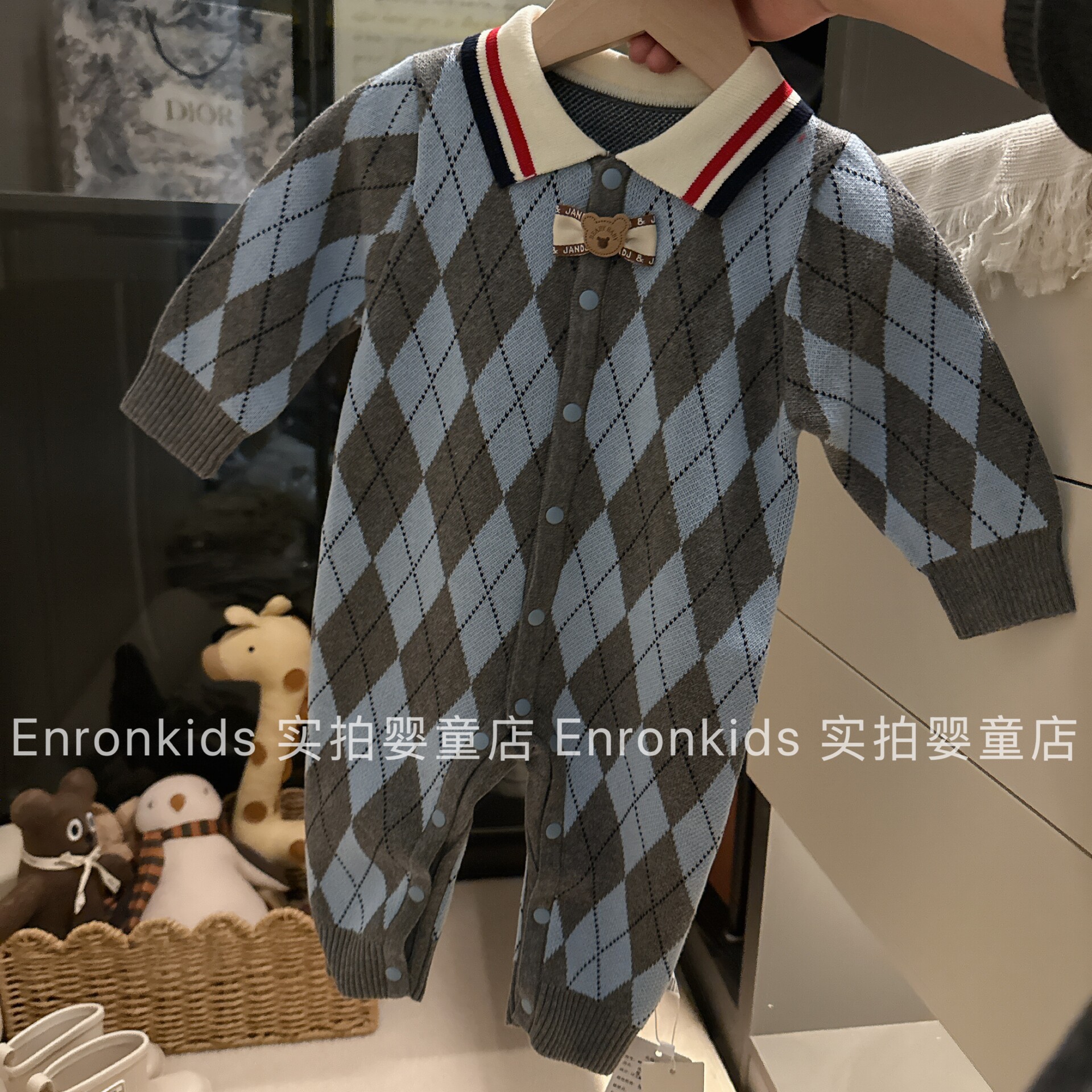 婴儿春装针织连体衣秋冬毛衣爬服图片