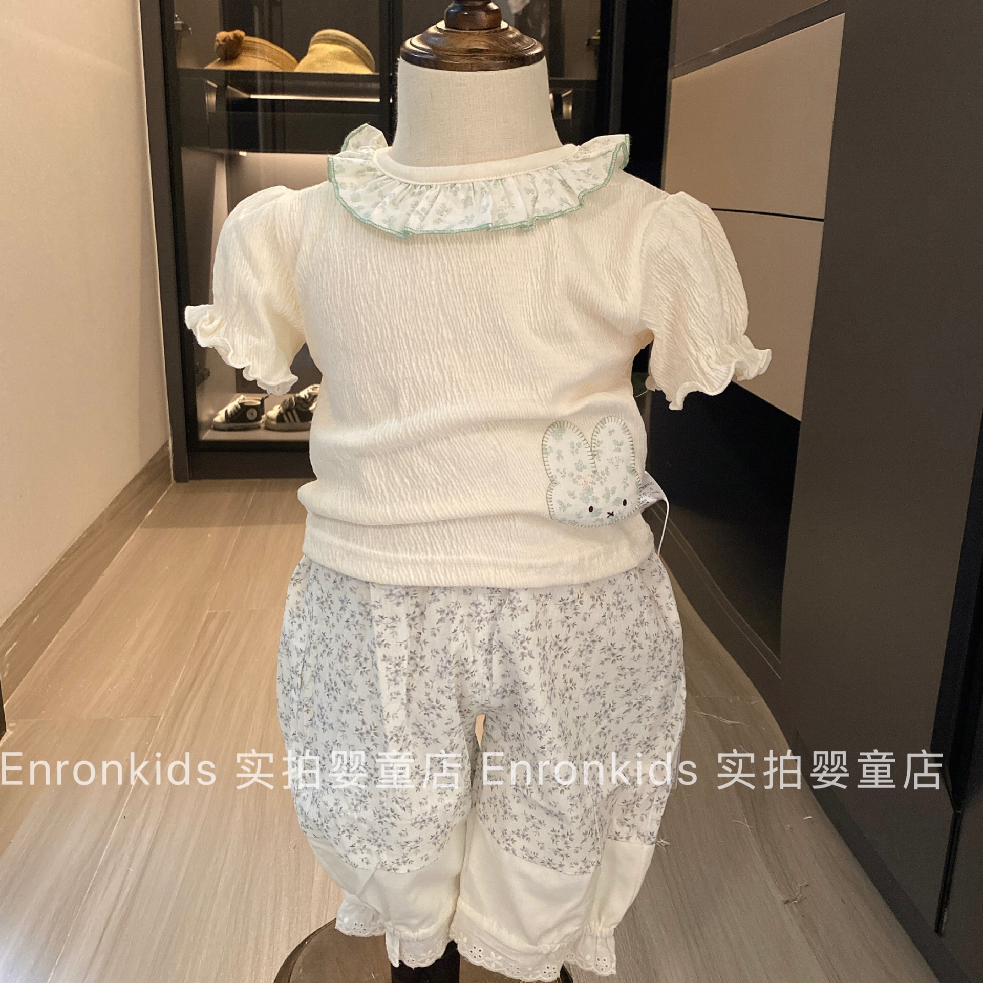 韩国婴童衣服女宝宝夏季淑女短袖公主气质上衣碎花甜美裤子婴儿服