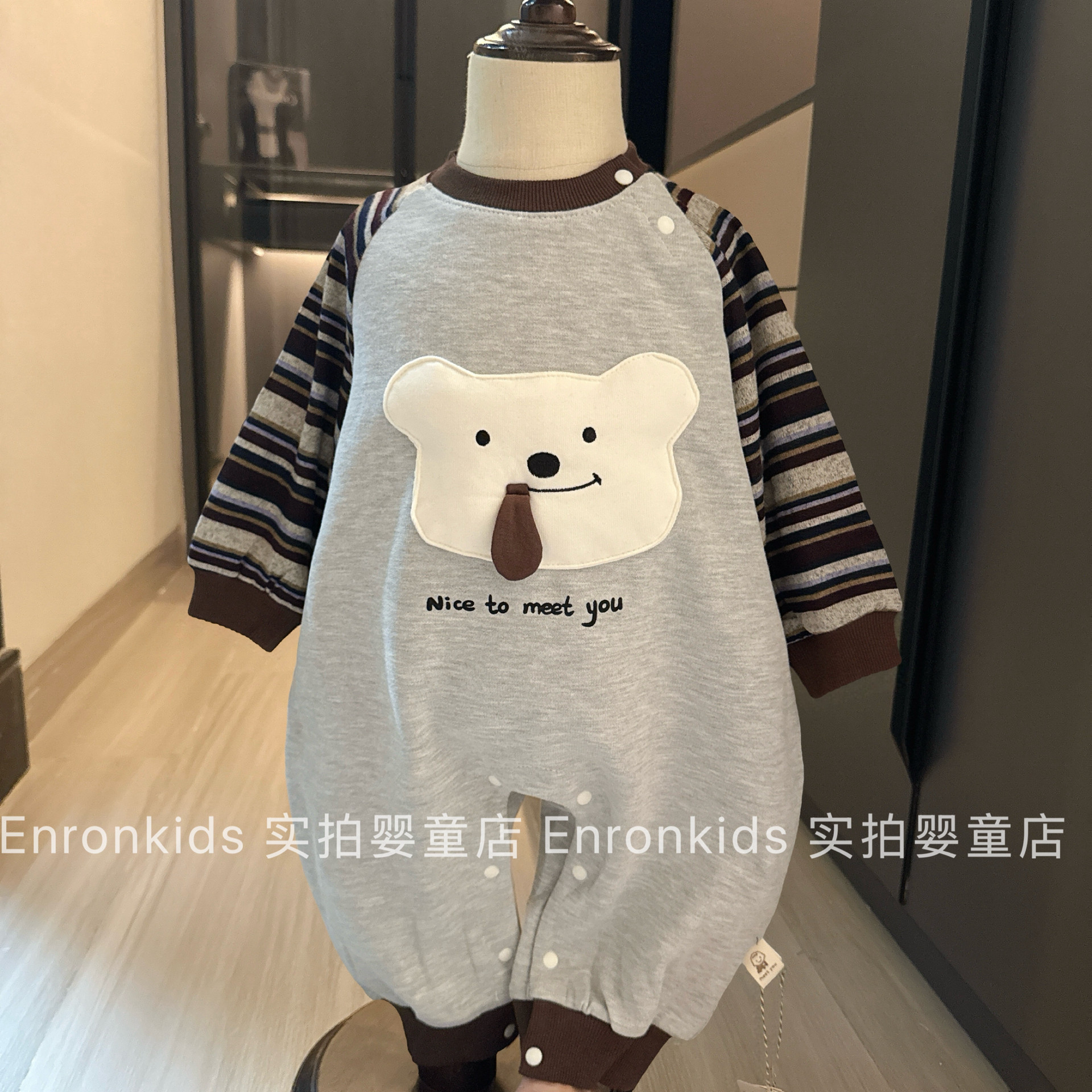 秋季男宝韩版超萌长袖连体爬服图片
