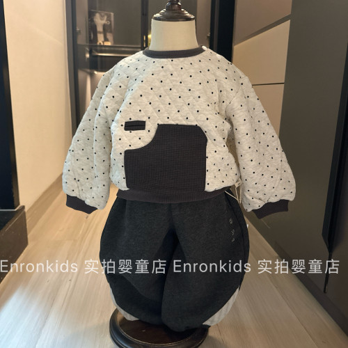 男宝宝深秋冬休闲波点卫衣休闲裤