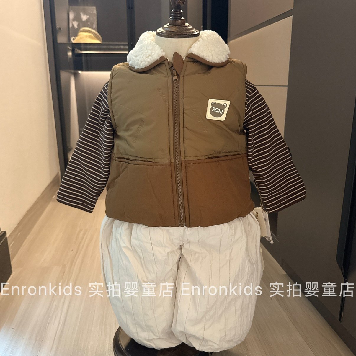 时髦秋冬季婴儿冬装加绒加厚马甲