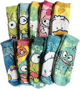 38包邮美乐蒂鱼怪贝克鸭玉桂狗大眼蛙山姆企鹅等羽毛绒短袜