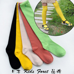 外贸日单Kids Foret大童成人过膝棉质长筒袜纯色舞蹈袜